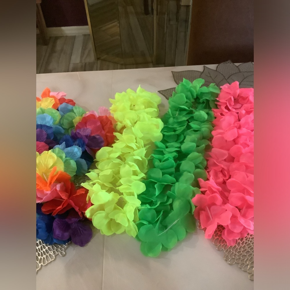 Hawaiian neck wrap ready for your tropical party multi green neon pink (…